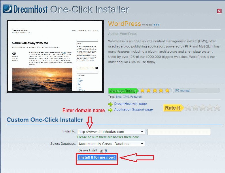 Dreamhost one-click installer