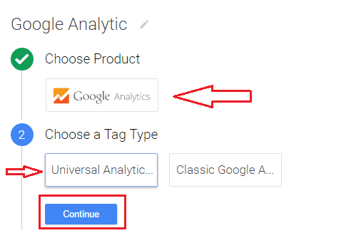 install Google Analytic choose tag